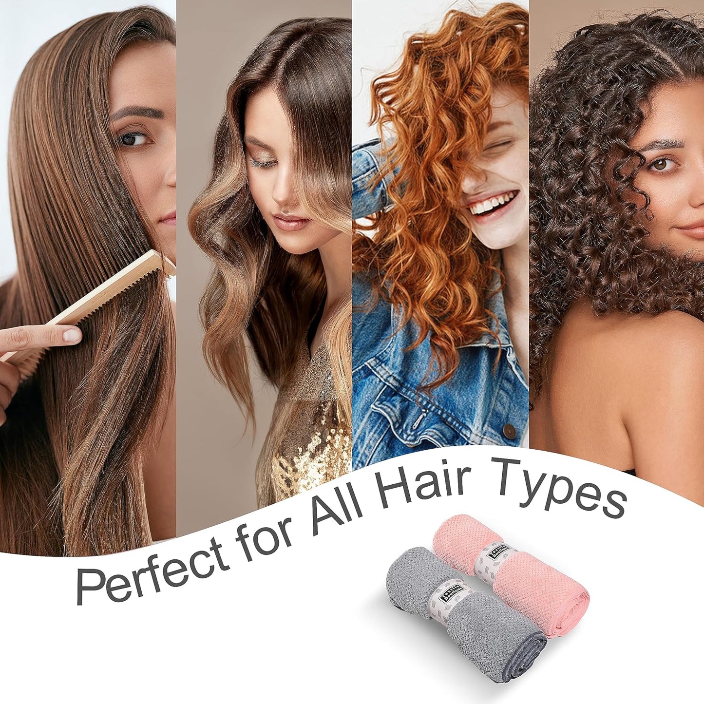 2-Pack Microfiber Hair Towel Wraps – Anti-Frizz, Fast-Drying Turbans for Long Curly Hair