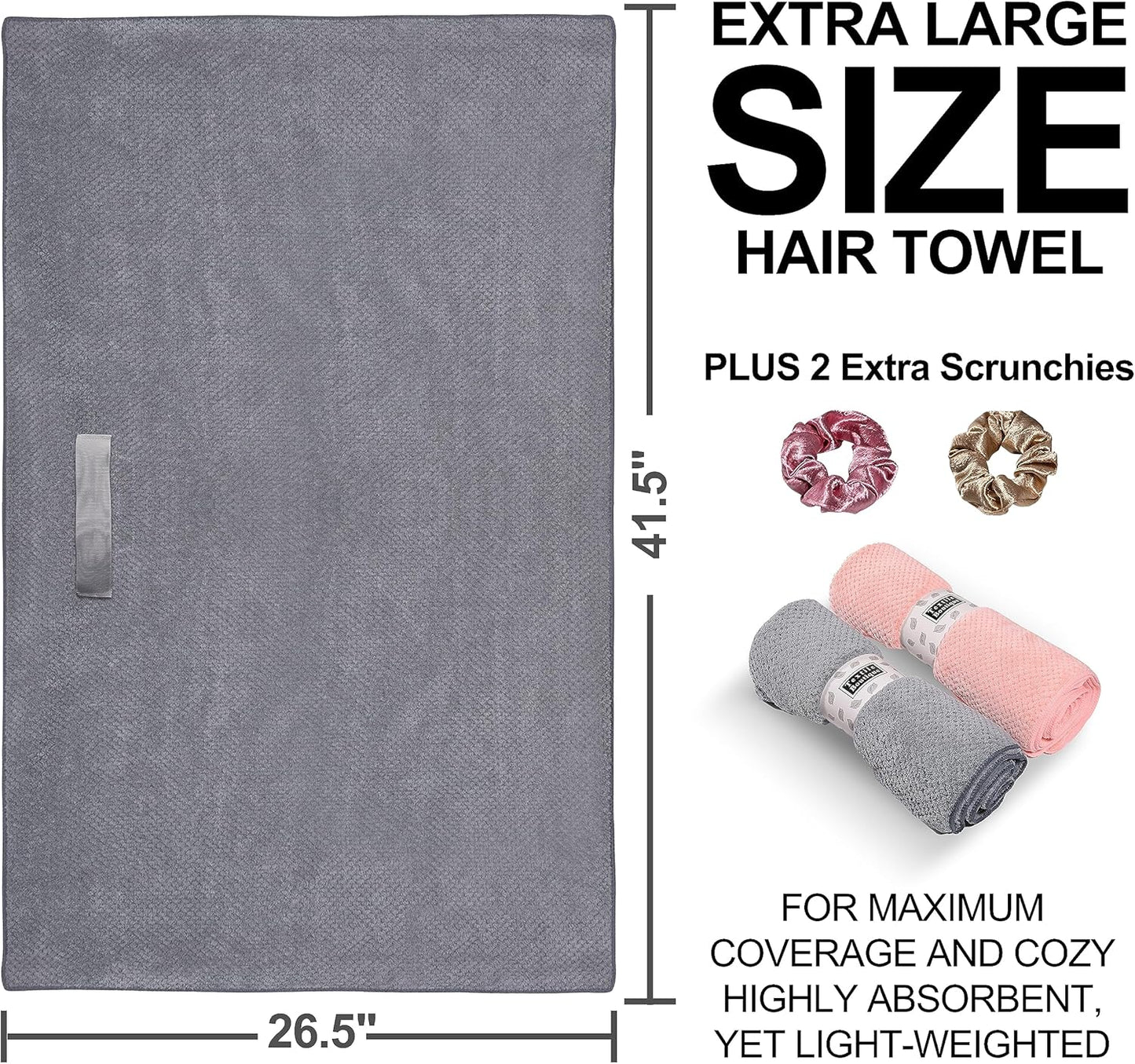 2-Pack Microfiber Hair Towel Wraps – Anti-Frizz, Fast-Drying Turbans for Long Curly Hair