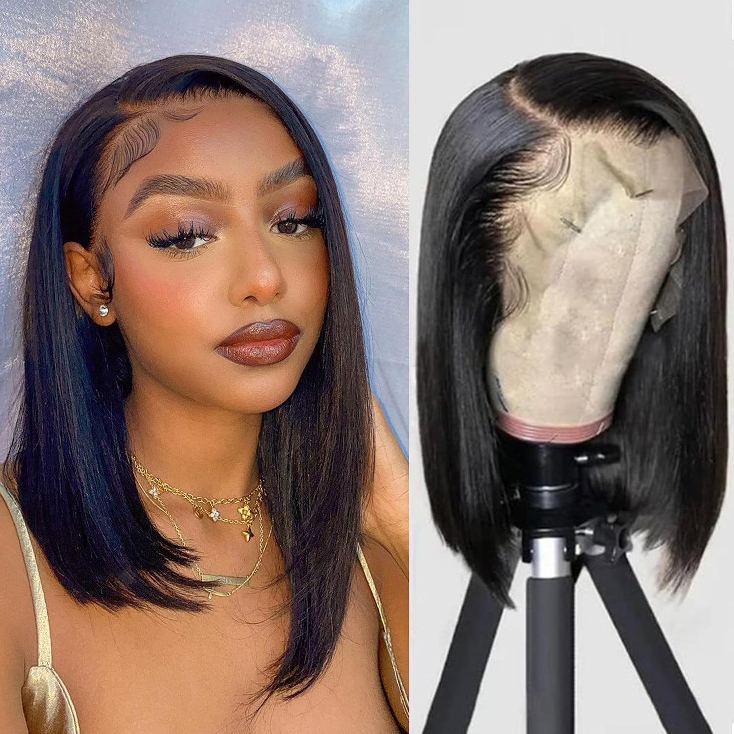 613 Bob Wig Human Hair Blonde 13X4 Lace Frontal Wigs for Black Women Bob Lace Front Wig Brazilian Virgin Human Hair Bob Wig 180% Density Pre Plucked with Baby Hair 14 Inch