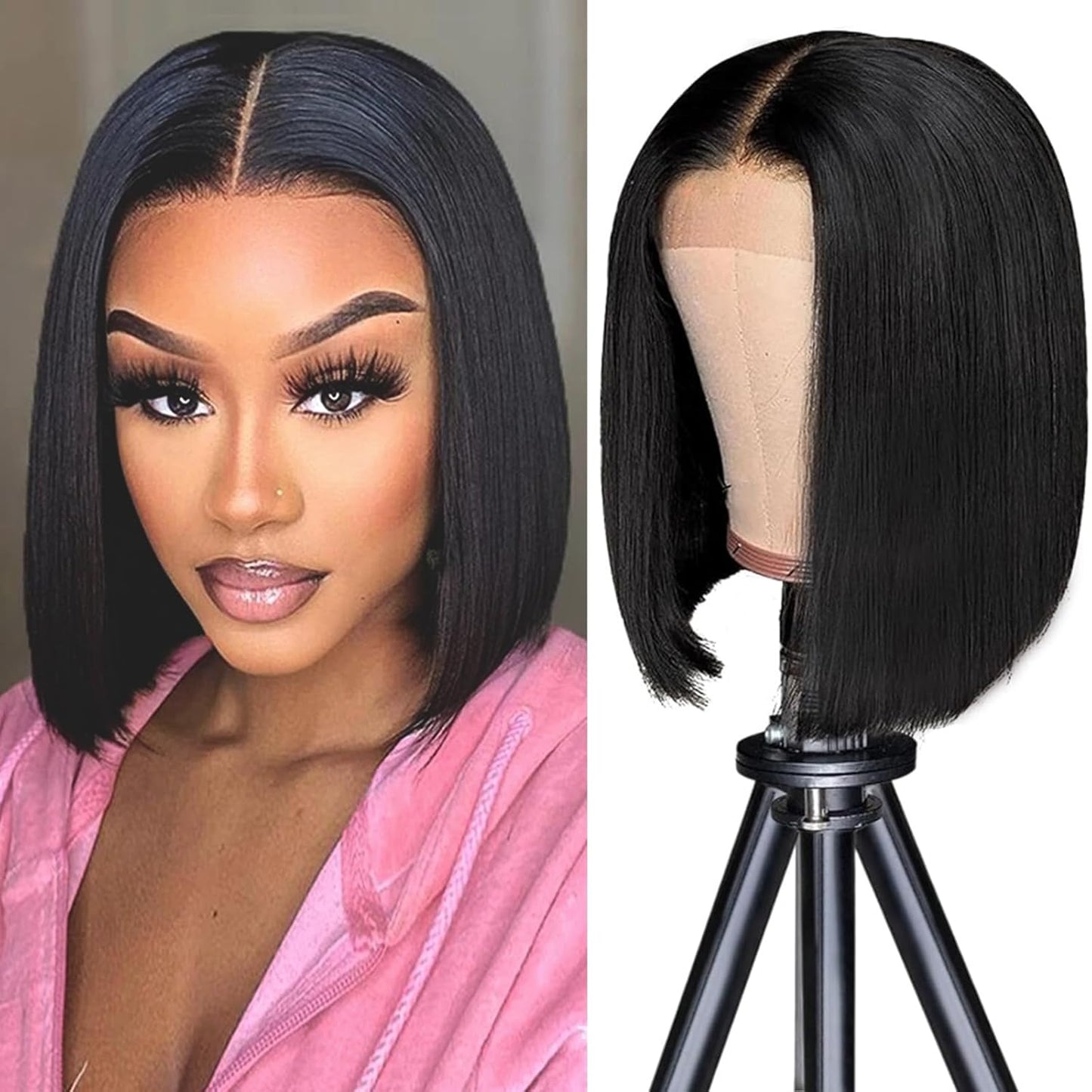 613 Bob Wig Human Hair Blonde 13X4 Lace Frontal Wigs for Black Women Bob Lace Front Wig Brazilian Virgin Human Hair Bob Wig 180% Density Pre Plucked with Baby Hair 14 Inch